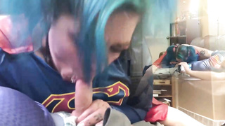 Ponytailed bbw, Cinnamon Anarchy is getting pummeled from the back, in front of the camera