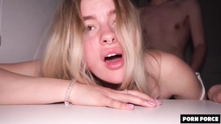 Delectable blondie honey, Miradavid got ravaged from the back in front of the camera, until she came