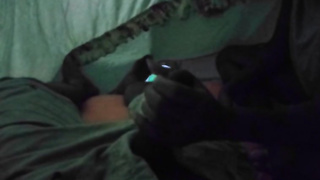 Ebony honey is mildly caressing and fellating her paramour's man rod, in the middle of the night