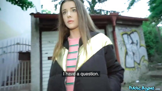 Euro stunner with blue eyes is throating and railing a stranger's rigid manstick, for cash