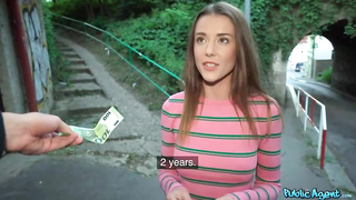 Euro stunner with blue eyes is throating and railing a stranger's rigid manstick, for cash