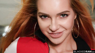 Crimson haired babe is yelling while having steaming fucky-fucky with a black man from the vicinity