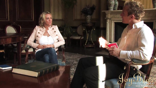 Posh Blondie Paige Ashley Gargles Off Her Interviewer In The Stairwell And Leans Over For A Prompt Plow