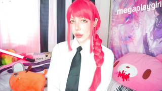 Makima made you observe while she poke her beaver with faux-cock chainsaw stud