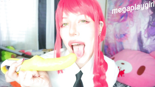 Makima made you observe while she poke her beaver with faux-cock chainsaw stud