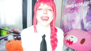 Makima made you observe while she poke her beaver with faux-cock chainsaw stud