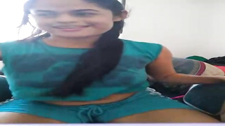 Inexperienced black-haired got nude and began jerking in front of the web camera, for the very first time