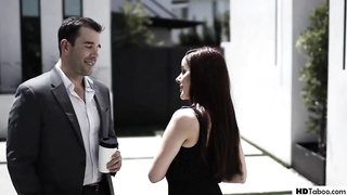 Puny boobed stunner, Vanna Bardot is squealing from enjoyment while getting humped on the sofa