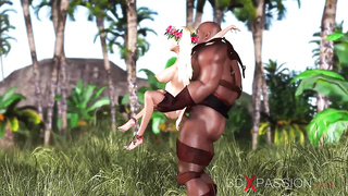 Warm bang-out in jungle! Immense black man rod sticks school chick