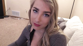 Wondrous platinum-blonde is about to demonstrate us her mischievous side and a bit of udders