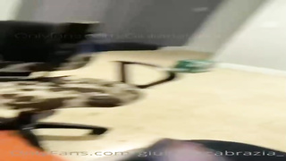 Tatted black-haired is deepthroating a rock rigid man rod in POINT OF VIEW while her pal is waiting