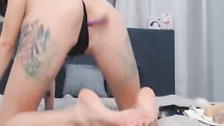 Petite Tattooed Woman Suck Her Dildo To Her Mouth