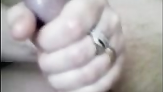 Mature chick is mildly pawing her paramour's nuts while kneading his spunk-pump in the guest room