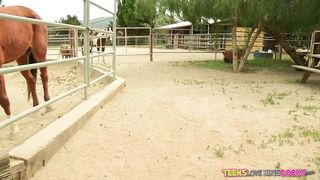 Weird cowgirl inhaling huge man meat