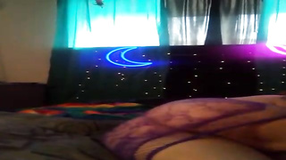 Buxom blondie girl in glamour underwear is frolicking both of her fuck-holes while draining on webcam