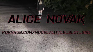 Russian nymph is too insatiable to hold back from fapping in a public place, during the night