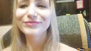 Bitchy fledgling towheaded is throating her roomy's sausage in front of the camera, to make him spunk