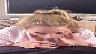 Unexperienced honey with massive funbags is inhaling her pal's manstick early in the morning, just for joy