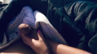 Ravishing female is using a pile of grease while gving a hand-job to her roomie