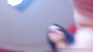 After smoking on live webcam, petite jugged black-haired in black fishnets got porked until she came