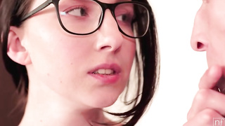 Dark Haired with huge, rock-hard globes, Charlie Dean is getting poked from the back, while at work