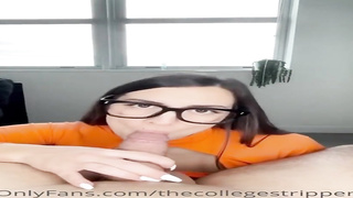 Velma is anxiously gargling a rock rigid beef whistle and wailing from elation while getting ravaged from behind