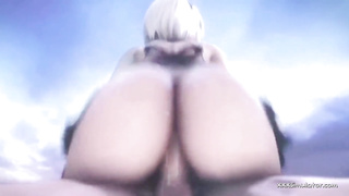 Giant rump, Anime platinum-blonde is holding her gams hiked high while having buttfuck fucky-fucky with her paramour