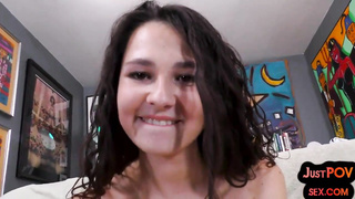 Smallish jugged teenager black-haired is pounding her finest buddy after providing him a deep fellatio