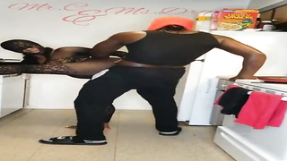 Ms. Run In Rivulets and Mr. C are having intercourse in the kitchen, in the middle of the day