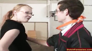Dutch Teenager With Glasses In Warehouse
