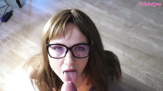 Torrid Gal Fellate Fat Shaft to Spunk on Face in Cock-Squeezing Yoga Trousers POINT OF VIEW