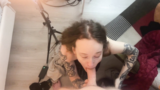 ginger-haired student teenager likes fellating classmate after college