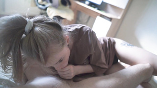 Dispersed her from the computer and pushed his rod in her gullet ten SHOTS OF JISM