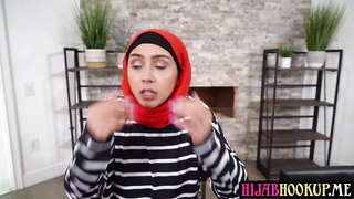 Arab dame with a hijab, Lilly Hall is sucking like a real professional and loving it