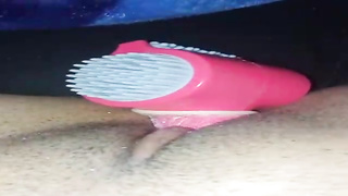 Spanish stunner is using a fuck-a-thon fucktoy while fapping, because it perceives so tearing up excellent