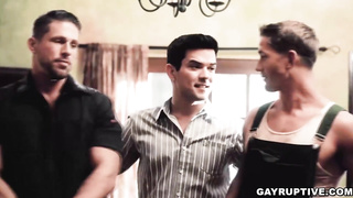 Ranch employees in a torrid heavy queer gang bang-out