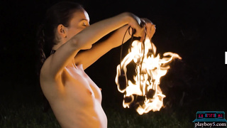 Czech MILF beauty playing with fire