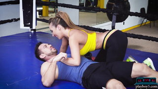 Big ass and tits Italian MILF sex in gym