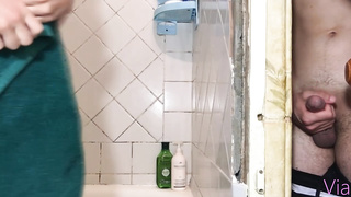 Fledgling brown-haired with rock-hard mammories is fellating her neighbor's rock firm spear before getting porked