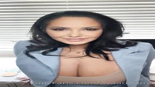 Epic dark-haired cougar with gigantic melons is jacking in front of the camera and lovin’ it