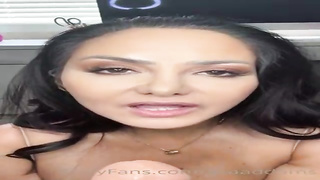 Epic dark-haired cougar with gigantic melons is jacking in front of the camera and lovin’ it