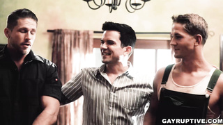 Hardcore foursome sex at the couch with Dakota Payne