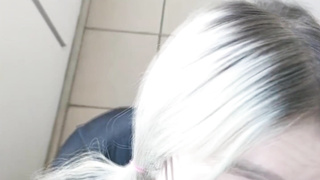 my woman neighbor determined to deepthroat all my spunk right on the public balcony