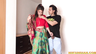 Super-Hot Indian Nubile Maid in Saree unwrapped and torn up tough by building holder