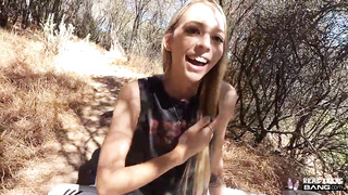 Slender, light-haired teenager with puny milk cans, Lily Larimar is holding her gam hiked high during hook-up