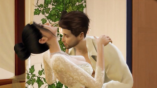 Animation damsel with giant, stiff baps is yelling from elation while getting pulverized in her apartment