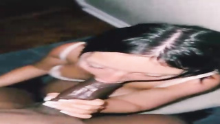 Immense bootie dark-haired is throating huge, black pricks and hoping to get porked until she pops