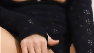 Obese honey with inborn cupcakes is jerking with a fuck-fest plaything and bellowing while nutting