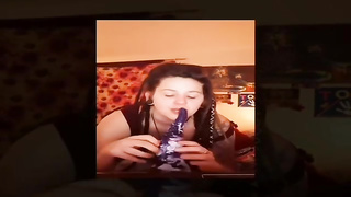 Wild French black-haired is using a immense intercourse plaything while stroking in front of the camera