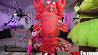 Horny ladies fucks stud while in costume